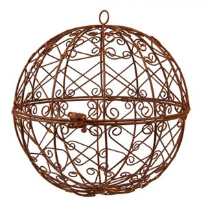 Rezavá kovová dekorační koule s otvíráním Roy – 25x25 cm