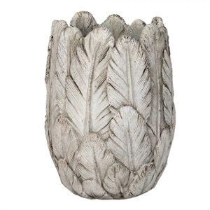 Cementový obal na květináč/ váza s peříčky Oriane – 15x21 cm