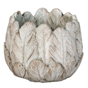 Cementový obal na květináč s peříčky Oriane – 15x13 cm