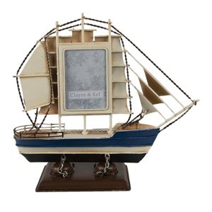 Dekorace kovový model lodi s fotorámečkem – 27x9x24 cm / 6x9 cm