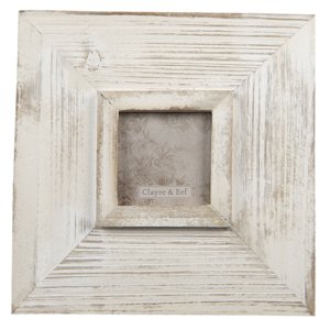 Bílý antik dřevěný fotorámeček s patinou – 9x9 cm