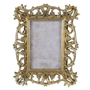 Zlatý fotorámeček s patinou a ornamentem – 10x15 cm