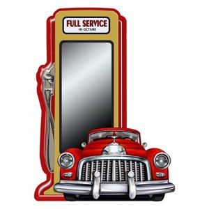 Nástěnné zrcadlo v červeném kovovém rámu Full Service – 49x4x67 cm