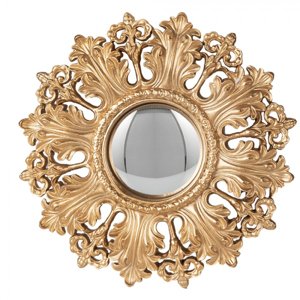 Měděné antik nástěnné vypouklé dekorační zrcadlo – 20x2 cm