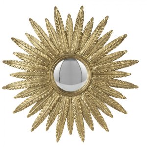 Zlaté antik nástěnné vypouklé dekorační zrcadlo – 38x2 cm