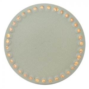 Zelená keramická úchytka ze zlatými puntíky Dria – 4x4 cm