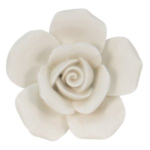 Krémová porcelánová úchytka růže Rosé – 5x3x5 cm
