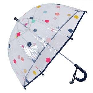 Průhledný deštník pro děti s černým držadlem a puntíky – 50 cm