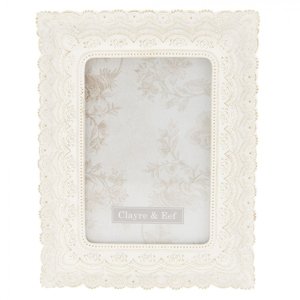 Bílý fotorámeček s květy – 10x15 cm