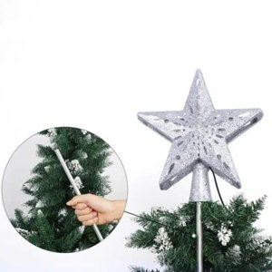 German LED ozdoba špičky vánočního stromku / 3D hvězda / projektor / ABS / stříbrná