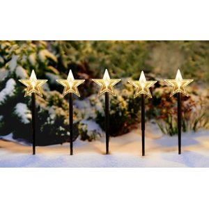 German 5dílná sada vánočního LED osvětlení exteriéru / hvězda / časovač / výška 35 cm / plast
