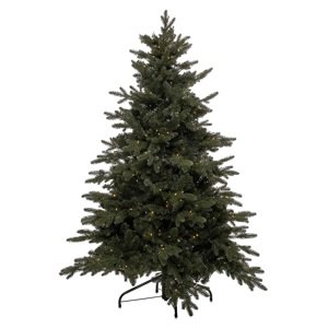 Luxusní umělý vánoční 3D stromek QVC / jedle kavkazská / 180 cm / teplá bílá / třpytivý efekt / zelená