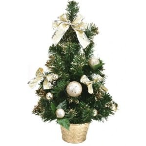 German Vánoční stromek v košíku / 40 cm / PVC / zelená/zlatá
