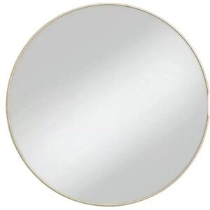 Kulaté zrcadlo na stěnu Levi / Ø 80 cm / vzhled dřeva / kov / zlatá