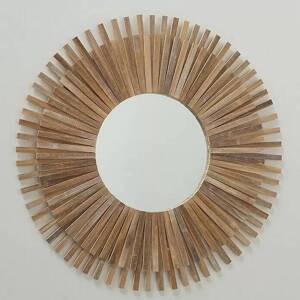 German Nástěnné zrcadlo Akira / dekorativní / dřevo / Ø 75 cm / přírodní