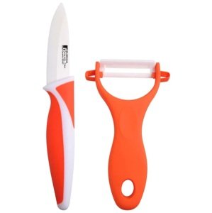 2-dílná sada škrabky a nože Bergner Cera-Bio / ergonomická rukojeť / bílá / oranžová