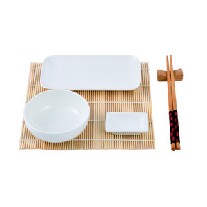 Sushi set 12 kusů Masterpro / porcelán / bambusové dřevo